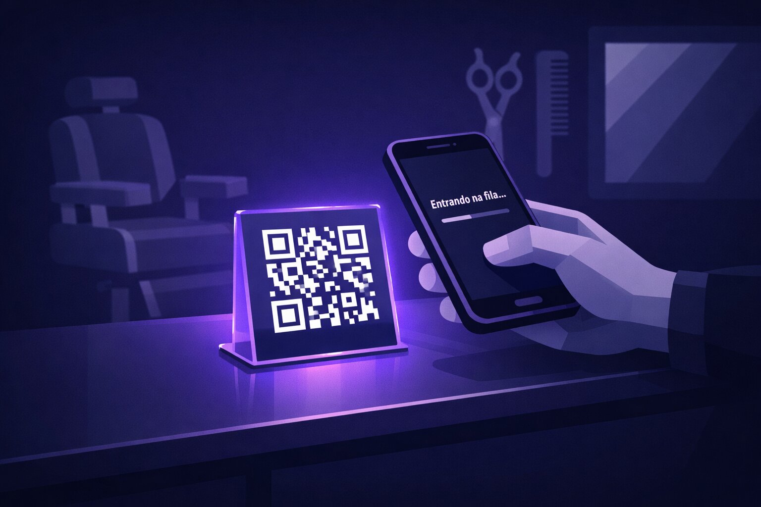 QR Code no balcão da barbearia